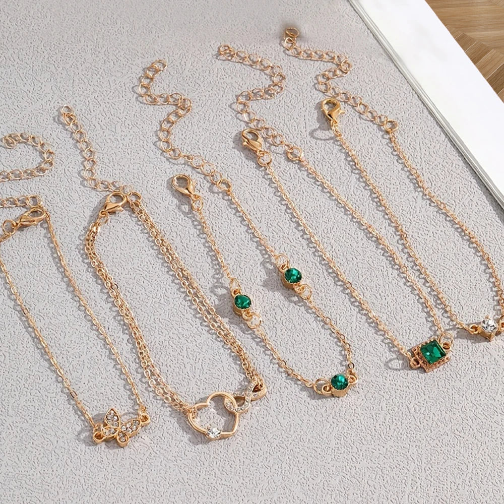 5pcs Vintage Strass Armband Set – Infinity & Geometrische Designs, Modeschmuck für Frauen, perfektes Geschenk & Freizeitbekleidung