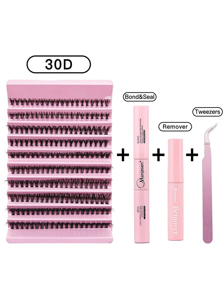 DIY Eyelash Extension Kit – 200PCS Lash Cluster mit Lash Bond & Seal, professionelle Make-up-Tools zum Kleben von Lashes
