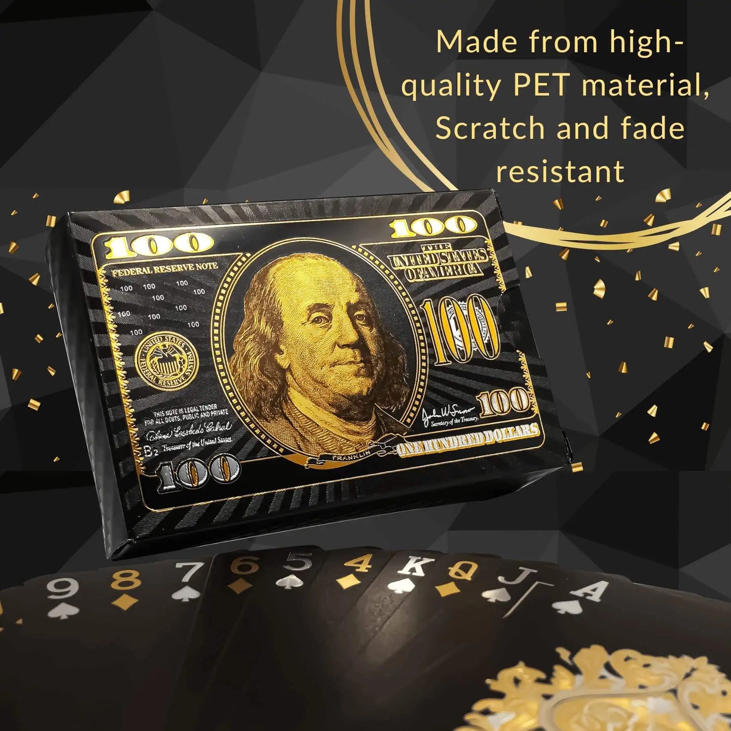 55PCS Gold Foil Spielkarten – 24K Gold Plastic Poker Set, wasserdicht & langlebige magische Spielkarten