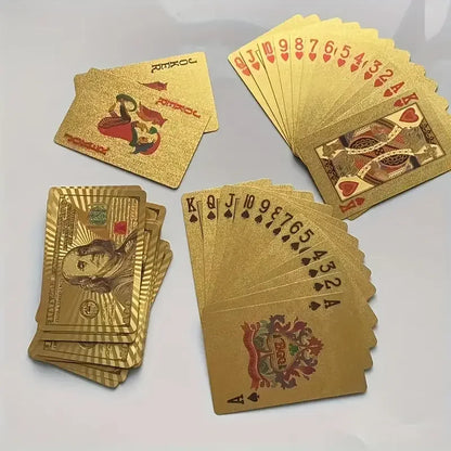 55PCS Gold Foil Spielkarten – 24K Gold Plastic Poker Set, wasserdicht & langlebige magische Spielkarten