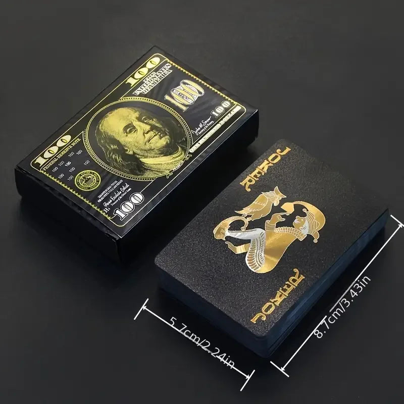 55PCS Gold Foil Spielkarten – 24K Gold Plastic Poker Set, wasserdicht & langlebige magische Spielkarten