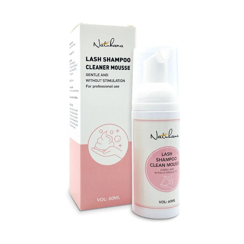 Natuhana 60ml Wimpernverlängerung Shampoo Mousse – Lash Reinigungsschaum für falsche Wimpern, sanfte & nicht-reizende Make-up-Tool