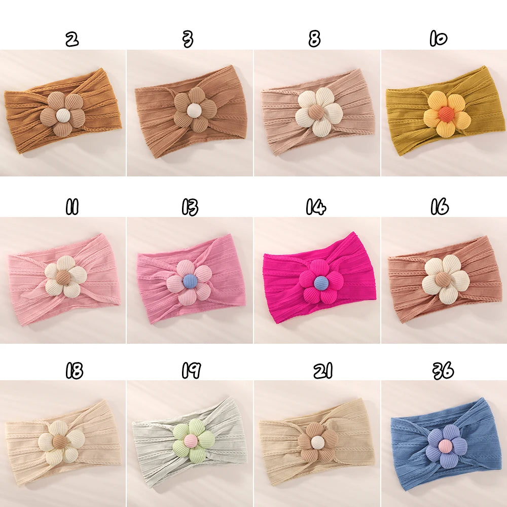 1PC Baby Nylon Kopftuch – Handgemachtes Blumen Stirnband für neugeborene Mädchen, Kleinkind elastisches Haar Turban