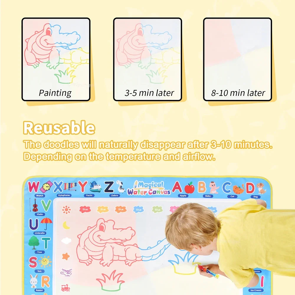 100x80CM Montessori Magic Drawing Board – wiederverwendbare Wasser-Doodle-Matte für Kinder pädagogische Kunst & Pen Control Training