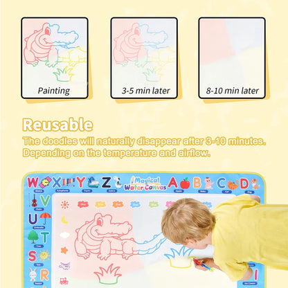 100x80CM Montessori Magic Drawing Board – wiederverwendbare Wasser-Doodle-Matte für Kinder pädagogische Kunst & Pen Control Training