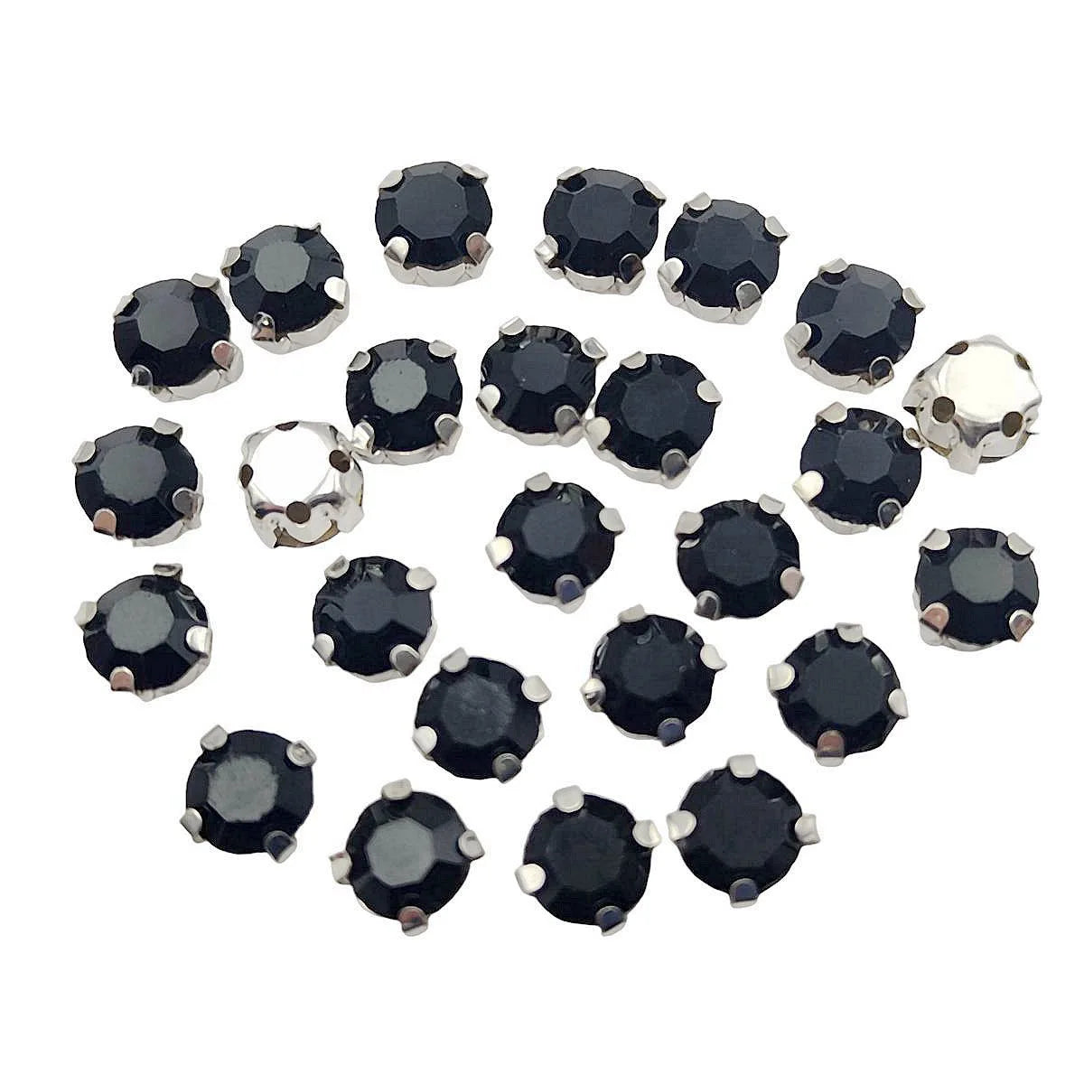 Rundglas-Rheinsteine mit Claw – Silber-Basis-Sew-On Kristalle für Kleidung, Schuhe und Handwerk