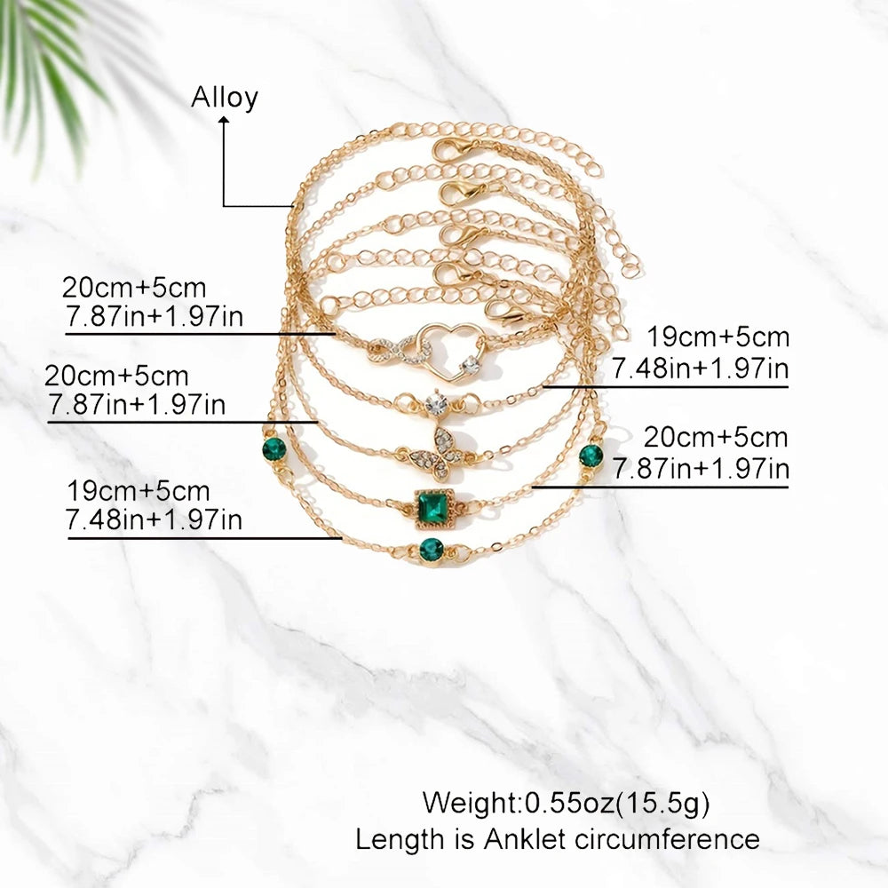 5pcs Vintage Strass Armband Set – Infinity & Geometrische Designs, Modeschmuck für Frauen, perfektes Geschenk & Freizeitbekleidung