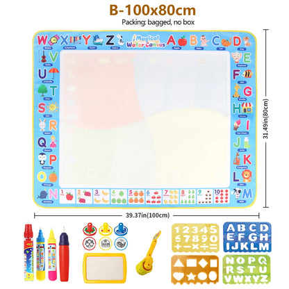 100x80CM Montessori Magic Drawing Board – wiederverwendbare Wasser-Doodle-Matte für Kinder pädagogische Kunst & Pen Control Training