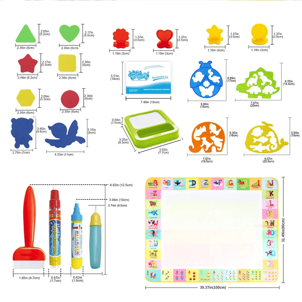 100x80CM Magic Water Drawing Mat – wiederverwendbare Doodle Board Montessori Lernspielzeug für Kinder