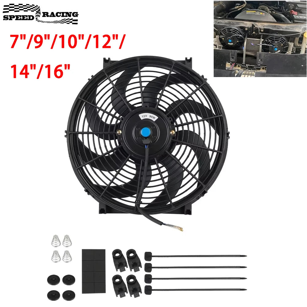 Universal 7/9/10/12/14/16 Zoll 12V 80W Auto-Radiator Kühlung Lüfter Blade – elektrische Klimaanlage Lüfter Kit 2100RPM