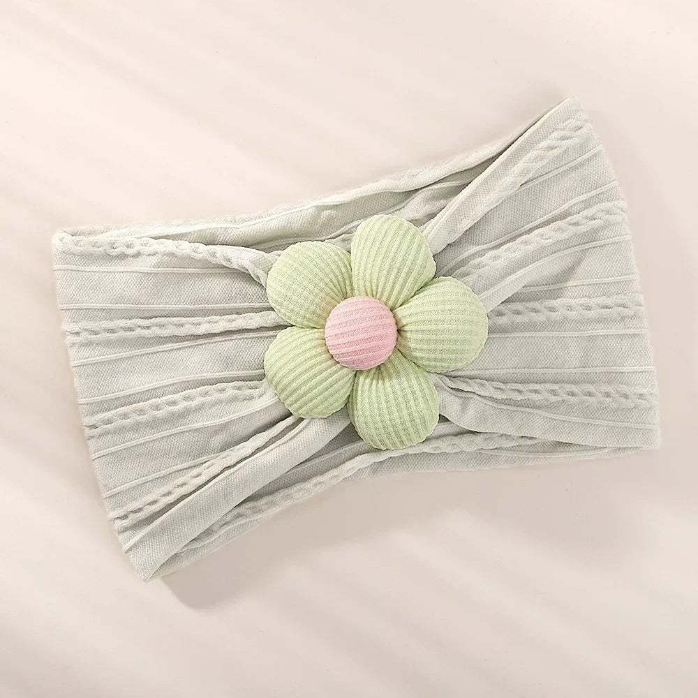 1PC Baby Nylon Kopftuch – Handgemachtes Blumen Stirnband für neugeborene Mädchen, Kleinkind elastisches Haar Turban