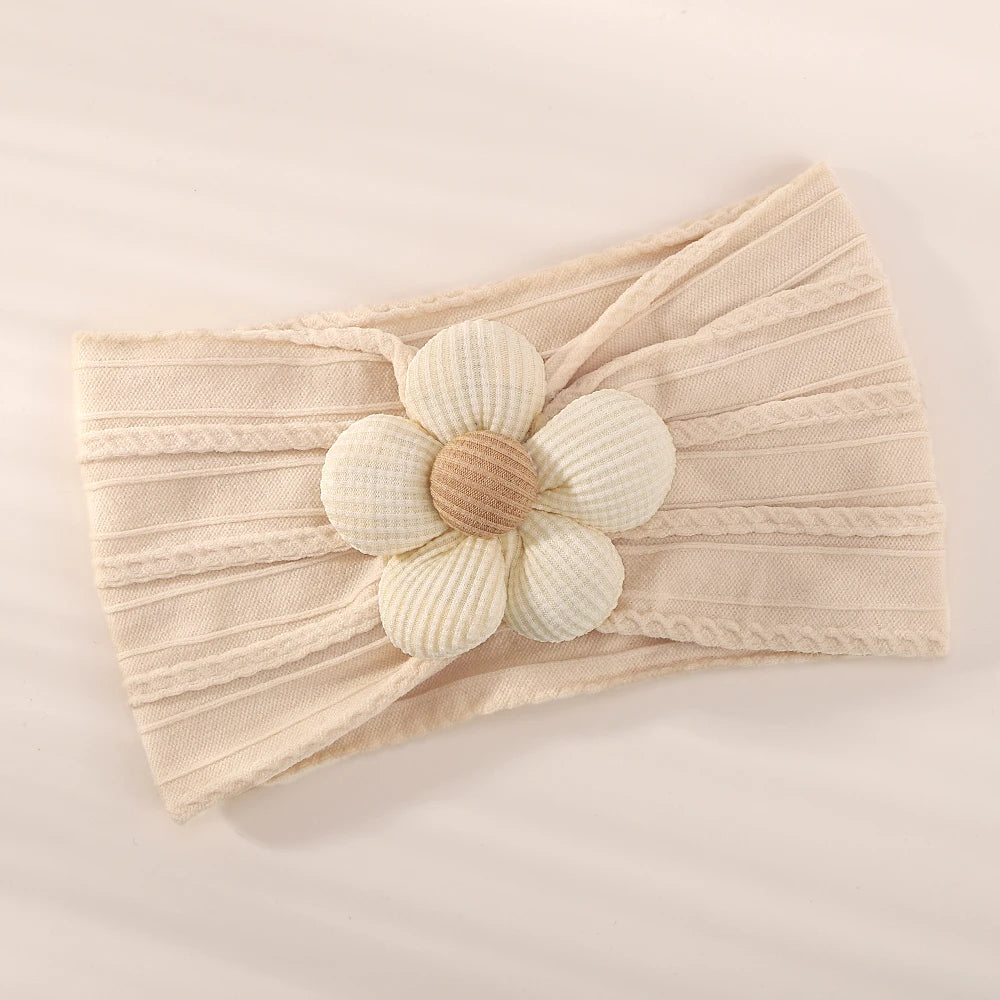 1PC Baby Nylon Kopftuch – Handgemachtes Blumen Stirnband für neugeborene Mädchen, Kleinkind elastisches Haar Turban