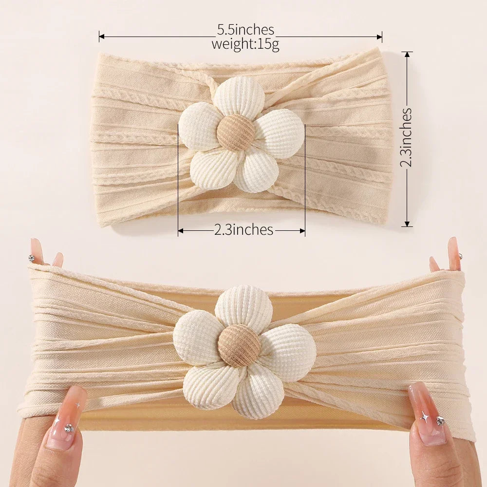 1PC Baby Nylon Kopftuch – Handgemachtes Blumen Stirnband für neugeborene Mädchen, Kleinkind elastisches Haar Turban