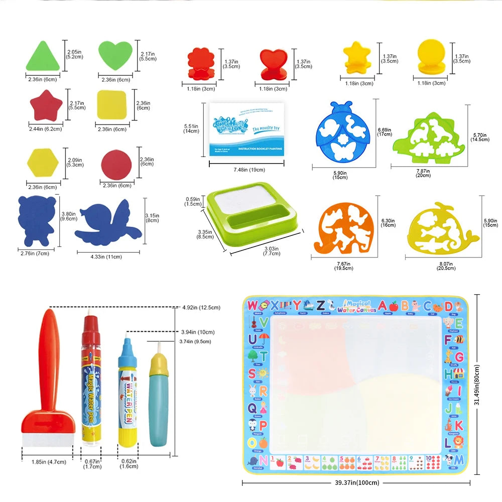 100x80CM Magic Water Drawing Mat – wiederverwendbare Doodle Board Montessori Lernspielzeug für Kinder