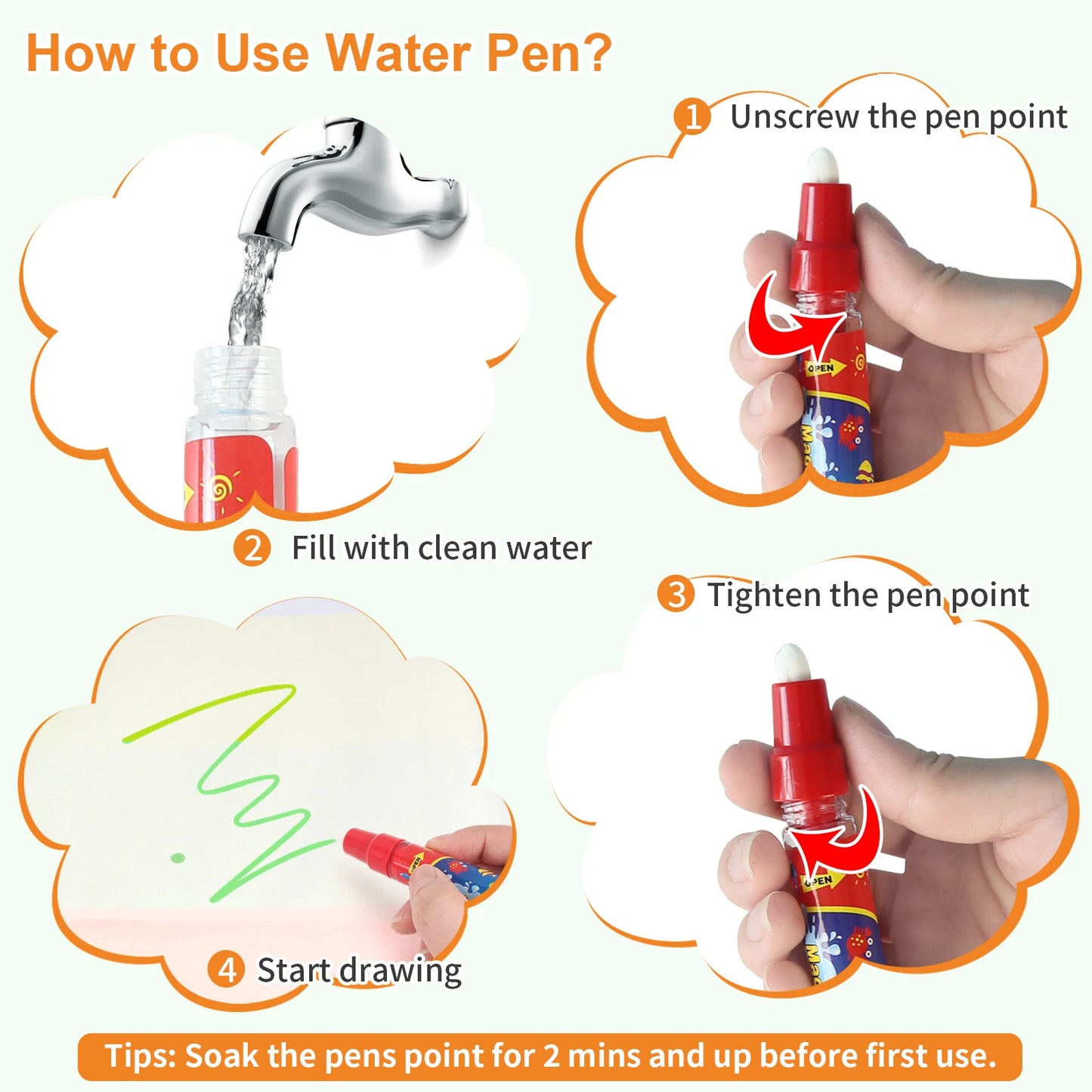 100x80CM Magic Water Drawing Mat – wiederverwendbare Doodle Board Montessori Lernspielzeug für Kinder