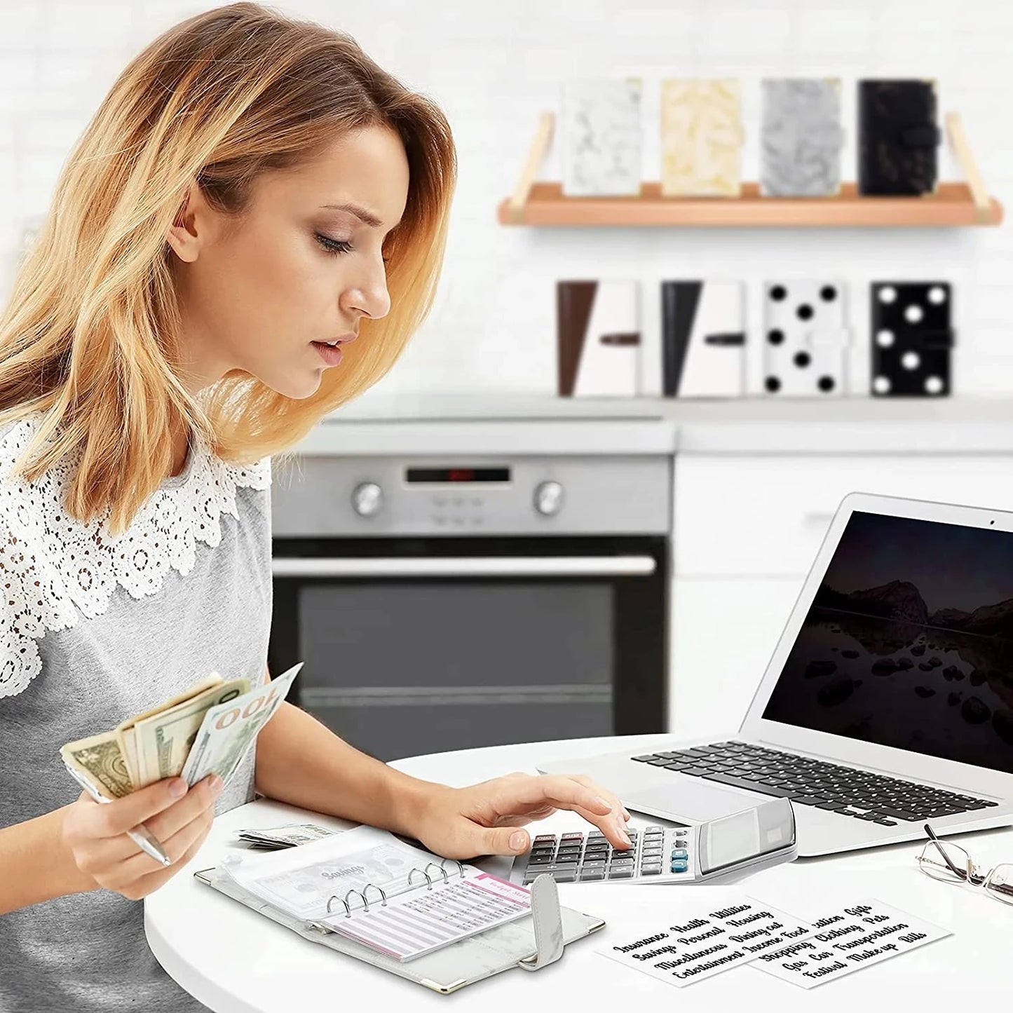 A6 PU Leather Budget Planner – Marble Notebook & Money Saving Organizer for Office, School & Personal Finance