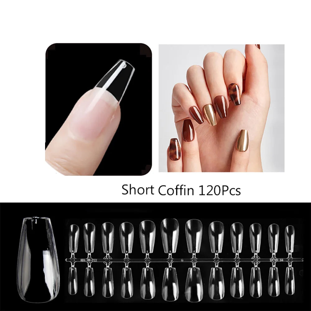 120PCS Matte Press-On Nail Tips – Soft Full-Cover Oval Almond False Nails for DIY Manicure