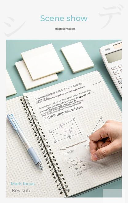 50 Sheets Transparent Sticky Notes – Waterproof Message & Signature Stickers for Notebooks