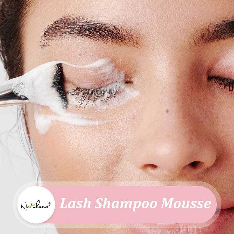 Natuhana 60ml Wimpernverlängerung Shampoo Mousse – Lash Reinigungsschaum für falsche Wimpern, sanfte & nicht-reizende Make-up-Tool