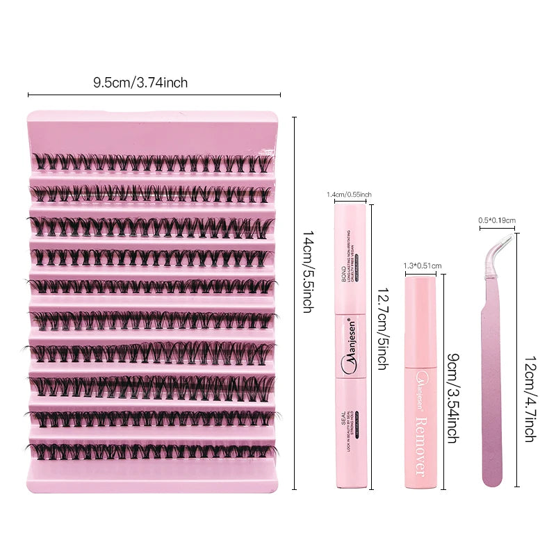 DIY Eyelash Extension Kit – 200PCS Lash Cluster mit Lash Bond & Seal, professionelle Make-up-Tools zum Kleben von Lashes