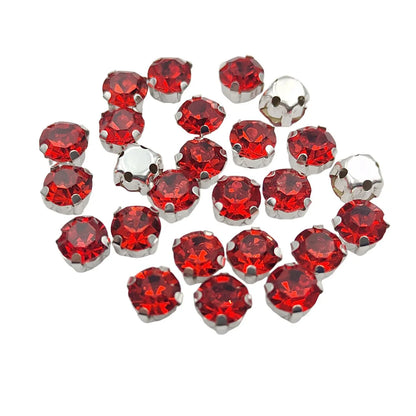 Rundglas-Rheinsteine mit Claw – Silber-Basis-Sew-On Kristalle für Kleidung, Schuhe und Handwerk