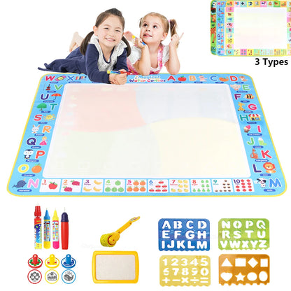 100x80CM Montessori Magic Drawing Board – wiederverwendbare Wasser-Doodle-Matte für Kinder pädagogische Kunst & Pen Control Training