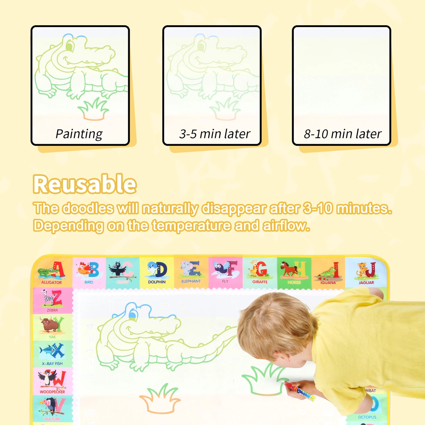 100x80CM Magic Water Drawing Mat – wiederverwendbare Doodle Board Montessori Lernspielzeug für Kinder