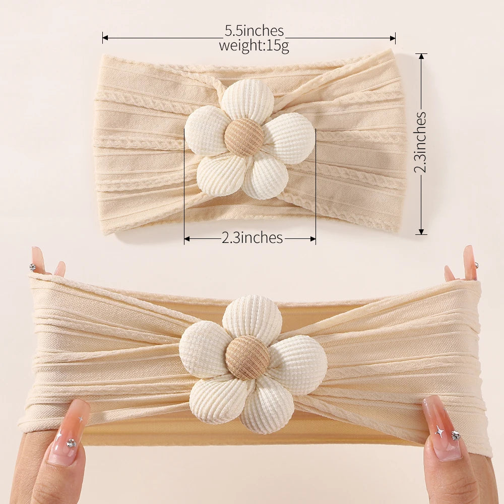 1PC Baby Nylon Kopftuch – Handgemachtes Blumen Stirnband für neugeborene Mädchen, Kleinkind elastisches Haar Turban