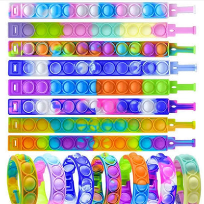 12/24/36PCS Silicone Colorful Bubble Wristband – Kids Party Favors, Birthday Gifts, Wedding Souvenirs, Carnival & Holiday Bracelets