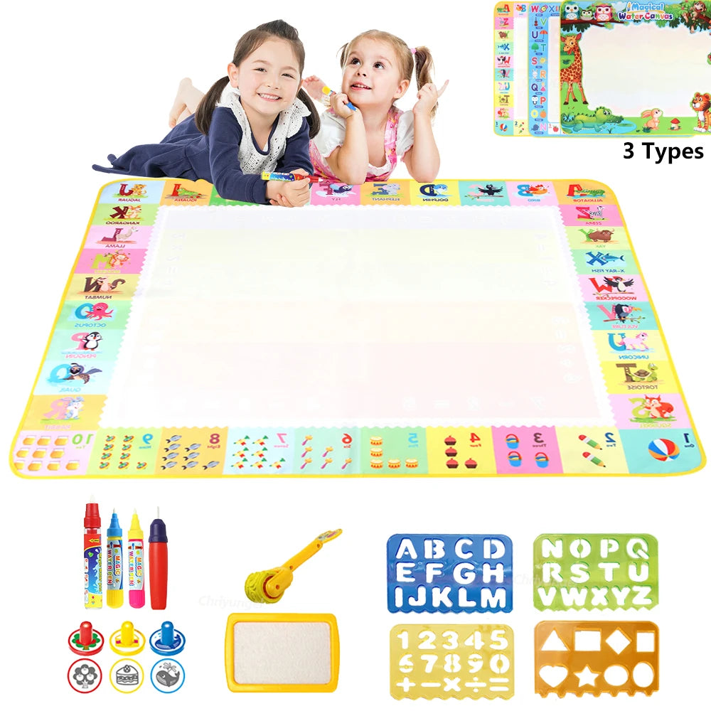 100x80CM Montessori Magic Drawing Board – wiederverwendbare Wasser-Doodle-Matte für Kinder pädagogische Kunst & Pen Control Training