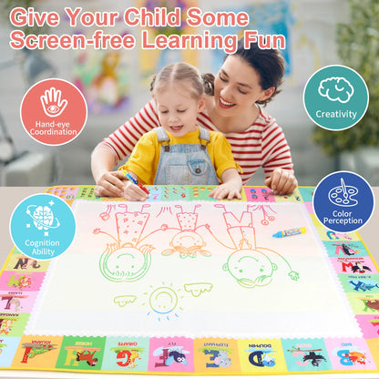 100x80CM Montessori Magic Drawing Board – wiederverwendbare Wasser-Doodle-Matte für Kinder pädagogische Kunst & Pen Control Training