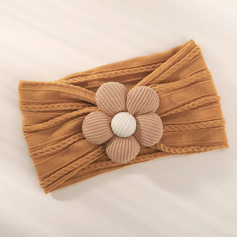 1PC Baby Nylon Kopftuch – Handgemachtes Blumen Stirnband für neugeborene Mädchen, Kleinkind elastisches Haar Turban