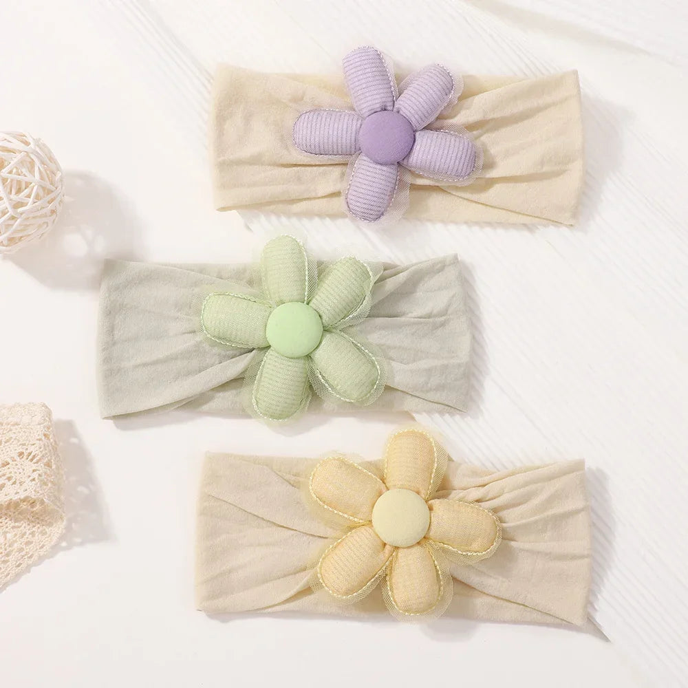 1PC Baby Nylon Kopftuch – Handgemachtes Blumen Stirnband für neugeborene Mädchen, Kleinkind elastisches Haar Turban