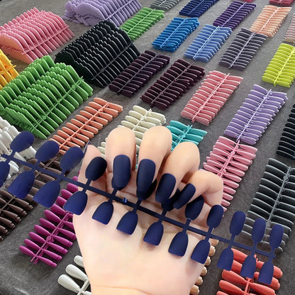 120pcs Random Colors Coffin False Nails – Full Cover Press-On Nail Tips for Manicure