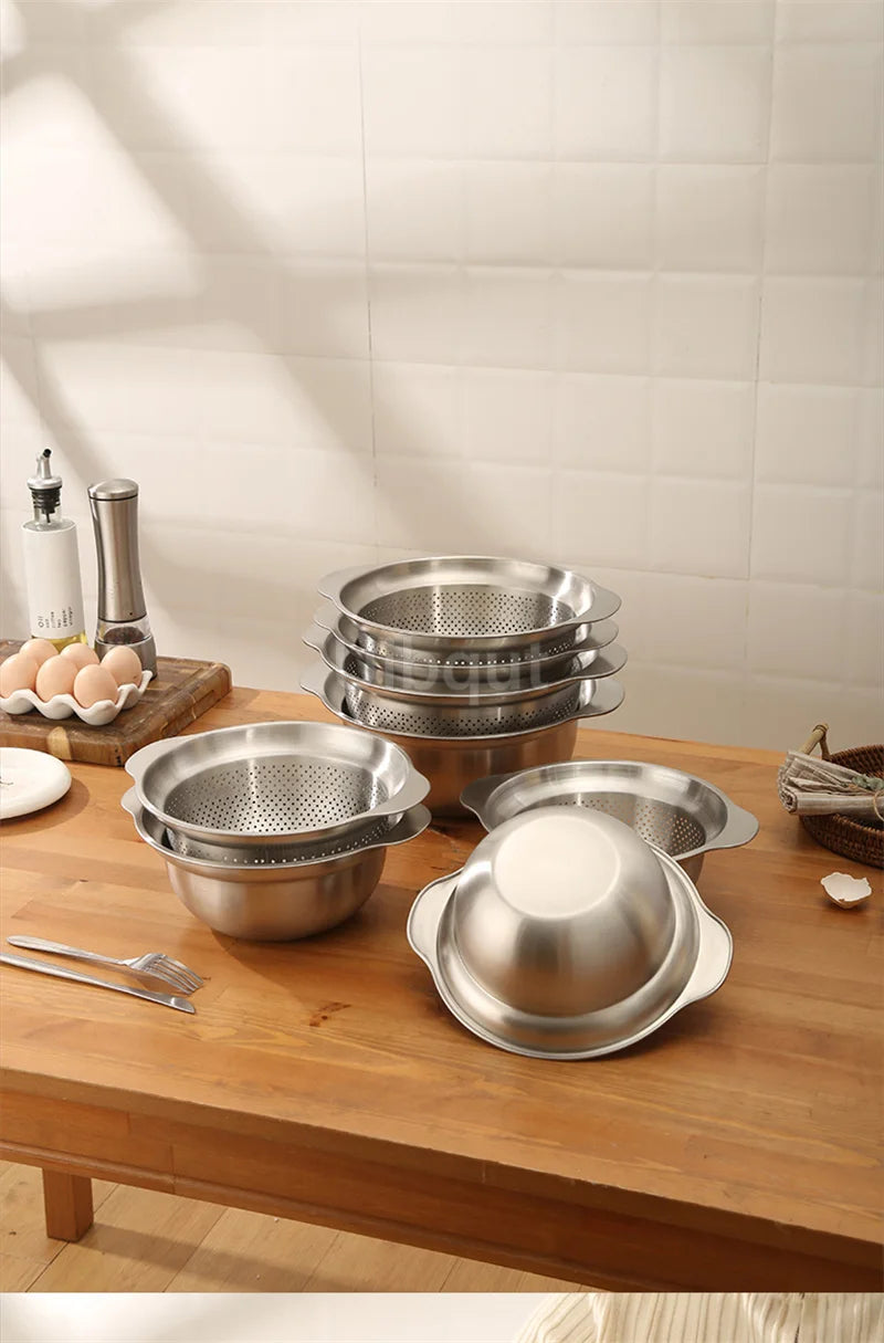 304 Edelstahl-Gemüse-Waschbecken & Strainer – Multi-Purpose Reis-Waschmaschine, Obstfilter, Küchenabflusskorb